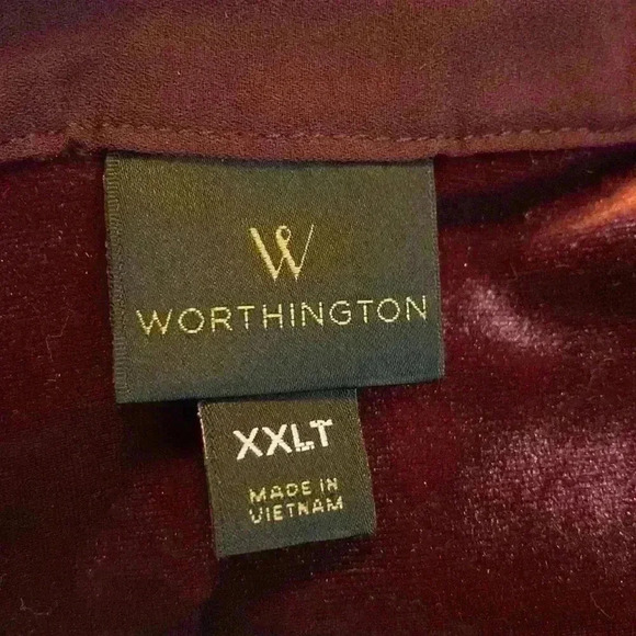 Worthington Maroon Berry Velvet  long Chiffon sleeve Blouse  size XXLT - Picture 5 of 5
